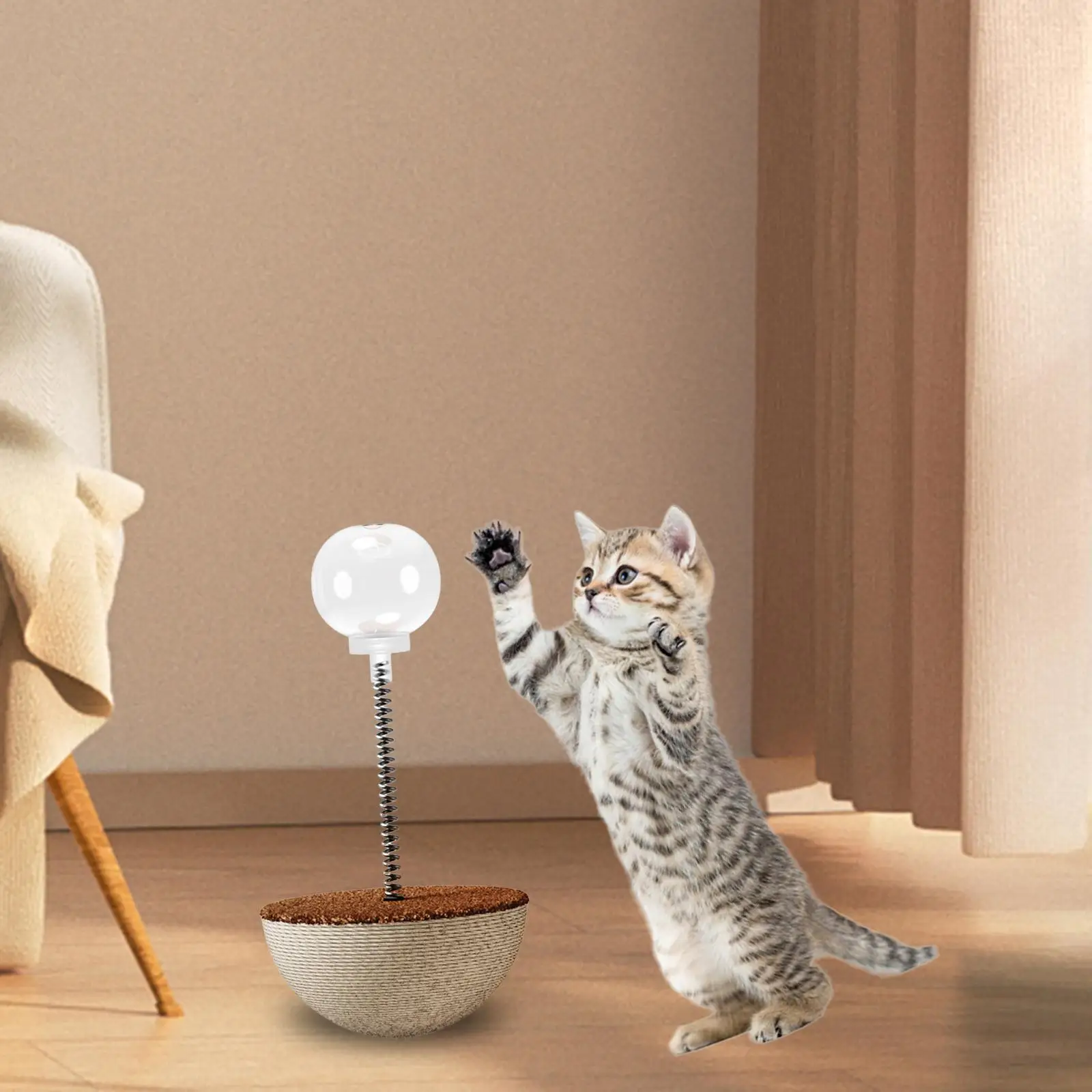 Cat Treat Dispenser Toy Unique Design Self Entertaining Cat Interactive Toy with Spring for Pet Cat Kitty Feeding Exercise