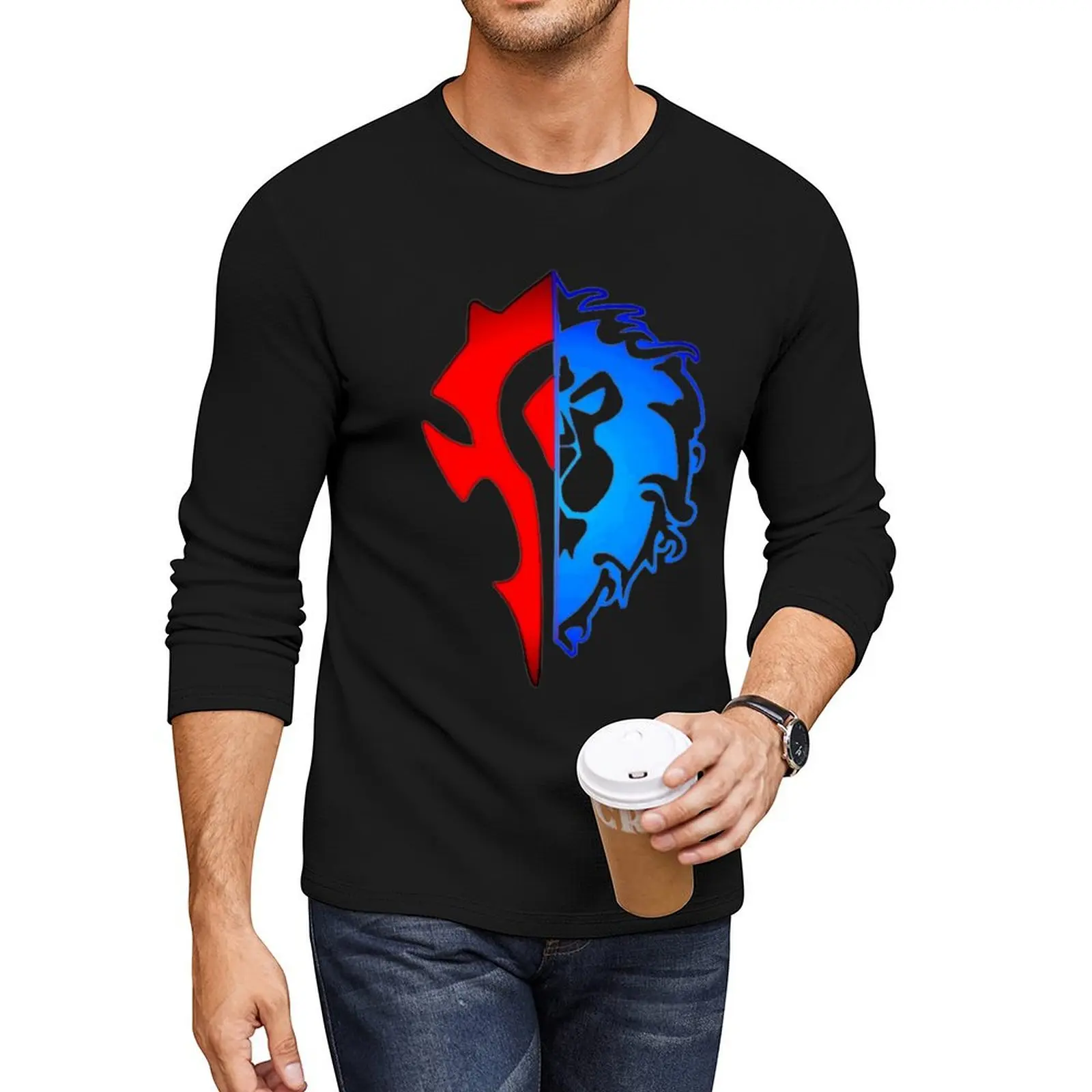 7619 Combined Alliance-Horde logo from the game World of warcraft - WoW- Long T-Shirt cute tops custom t shirts mens t shirts