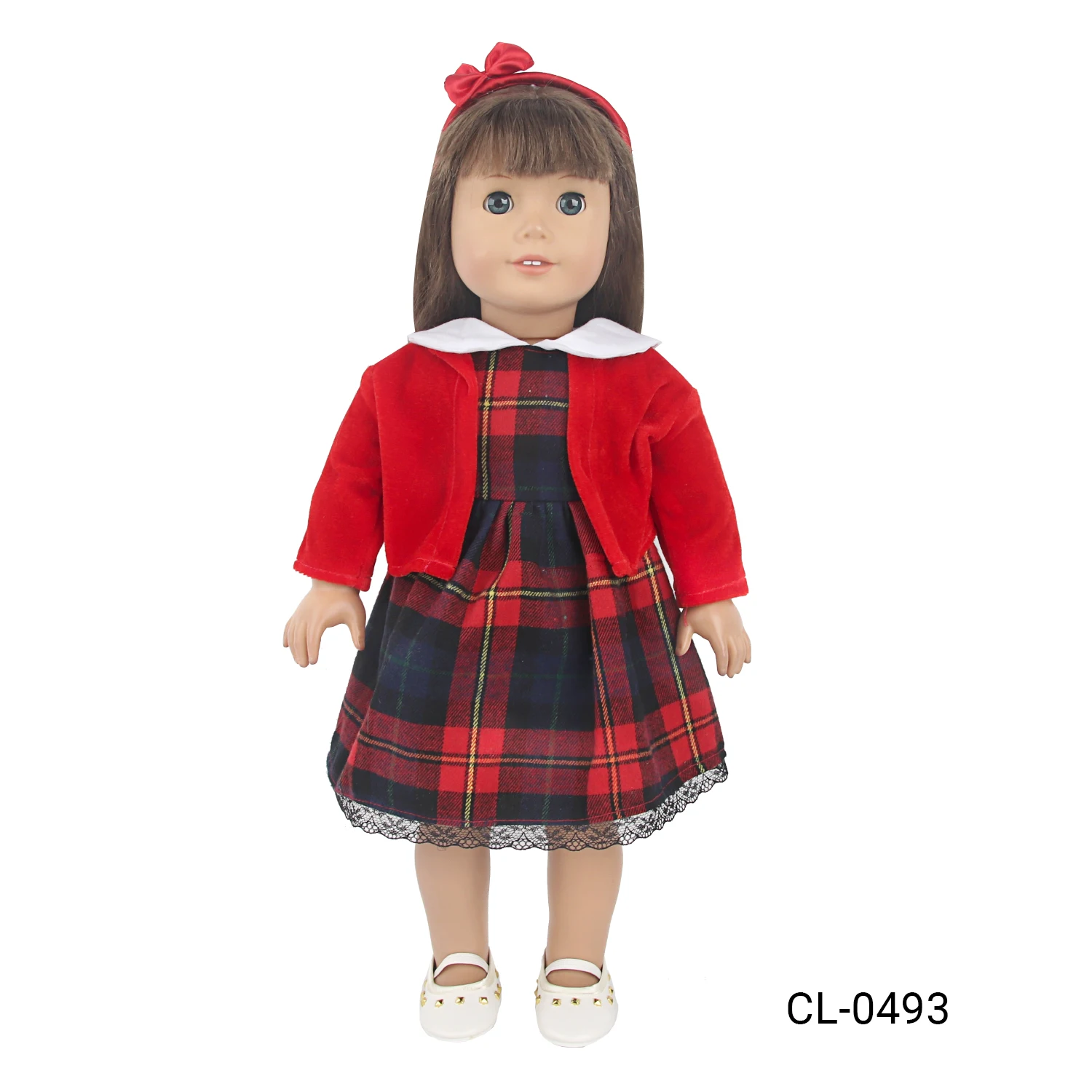 Scottish Plaid Skirt Set For 18 Inches American Doll School Uniforms Dress+Coat Clothes Suit For 43cm Baby New Born&Og Girl doll