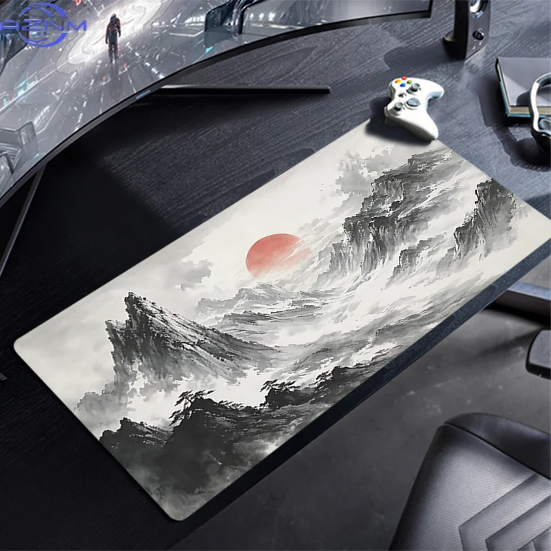 Mouse pad ink wash mountain Sunset professional eSports game players Speed Lock Edge Rubber Game Desk Mousepad Keyboard Mat