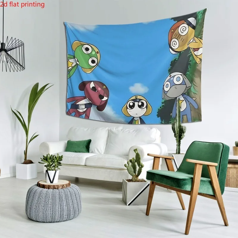 1pc S-Sgt. Frog Keroro Gunso Wall Tapestry Cute Anime Cartoon Wall Hanging Aesthetic Room Decor For Bedroom Dorm Cutecore Room