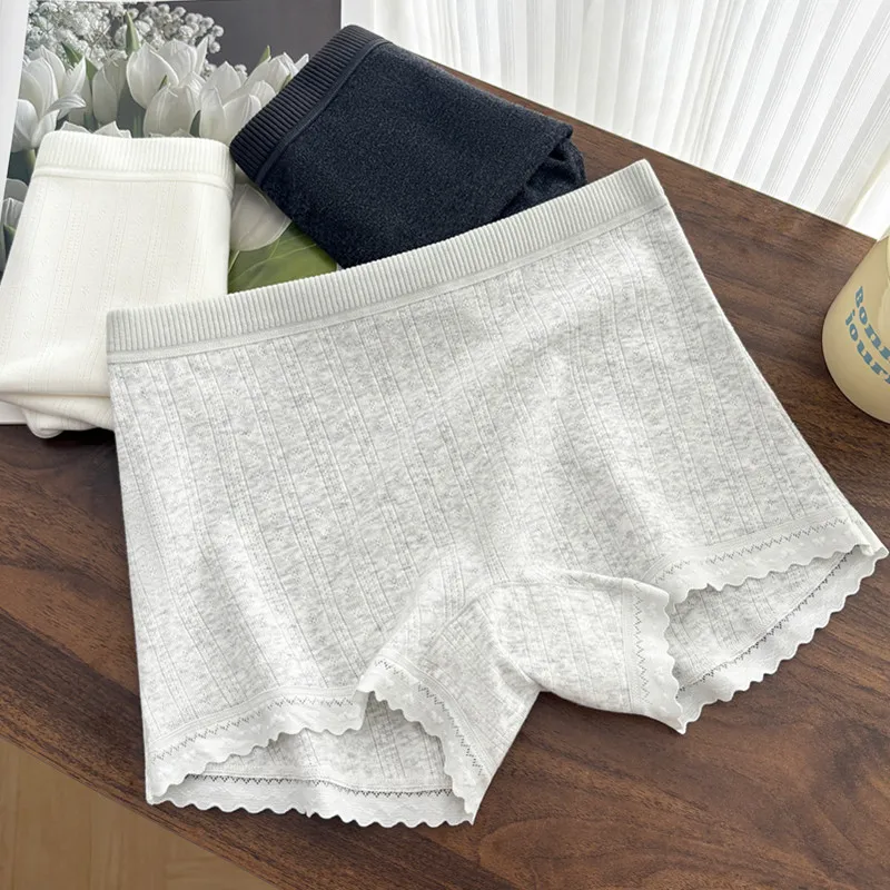 3PCS Sexy Thin Underwear Women's Panties Soft Boxer Pants Comfortable Mid Waist Breathable Lace No Trace Intimates image 5