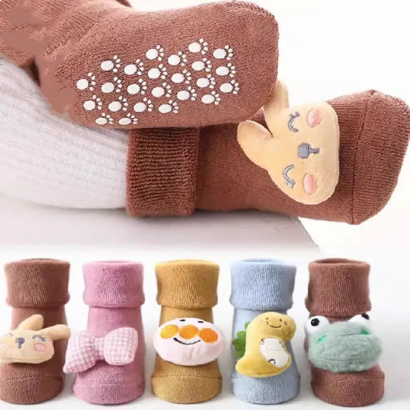 

Toddler Socks Newborn Baby Winter Thick Prewalker Boys Autumn Terry Cotton Girl Infant Skidproof Sole Kids Cartoon Sock 0-3T