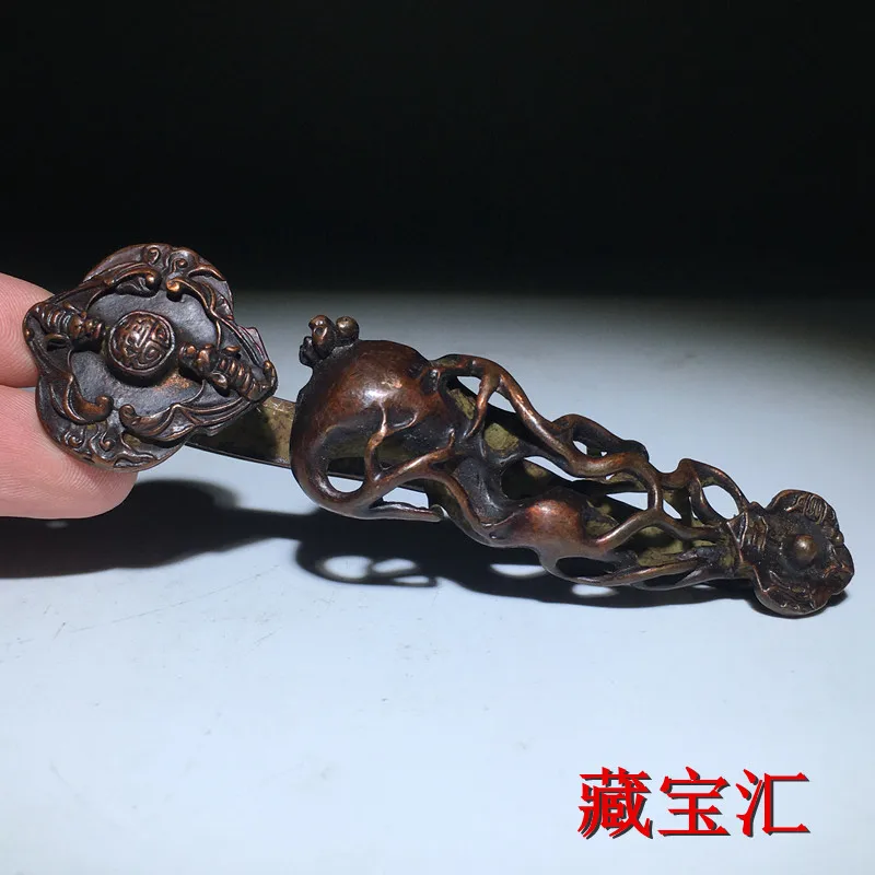 Antique Collection Creative Ginseng Ruyi Retro Old Patina Nostalgic Decorative Sculpture for Home Study Desktop