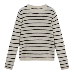 New women's lazy striped round neck sweater knitted sweater