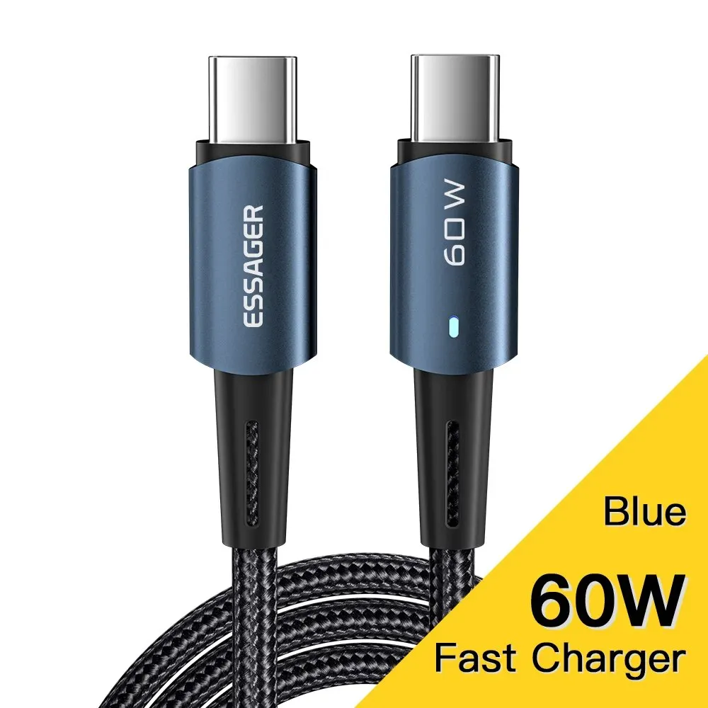 Essager Pd 100W 60W Type C C Naar C Kabel Snel Opladen Mobiele Telefoon Oplaadkabel Draad Voor Xiaomi Samsung Huawei Macbook Ipad