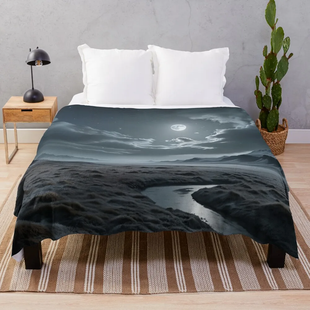 Moonlit Tundra Throw Blanket Beautifuls Thermals For Travel Blankets