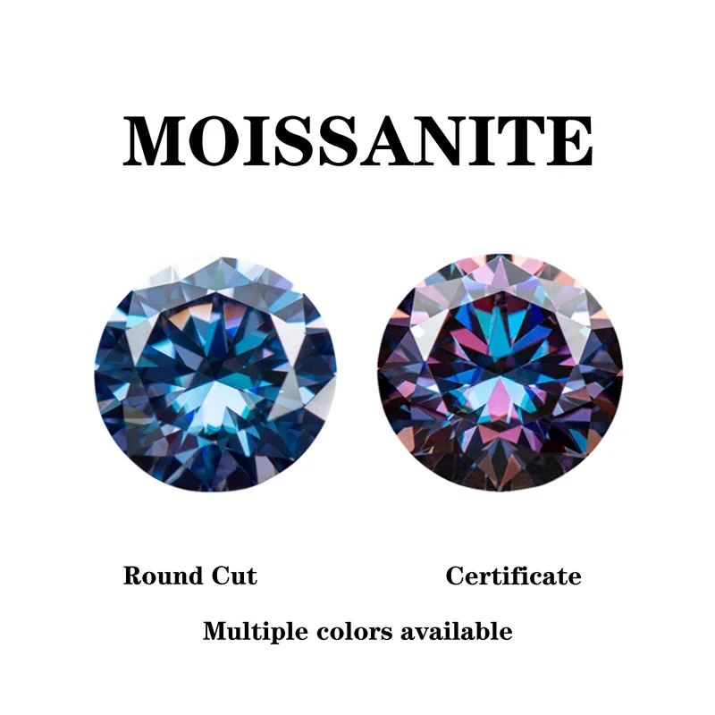 

Муассанит камень круглой формы несколько цветов чрезвычайно блестящее качество DIY усовершенствованные ювелирные изделия кольца изготовление сережек с сертификатом