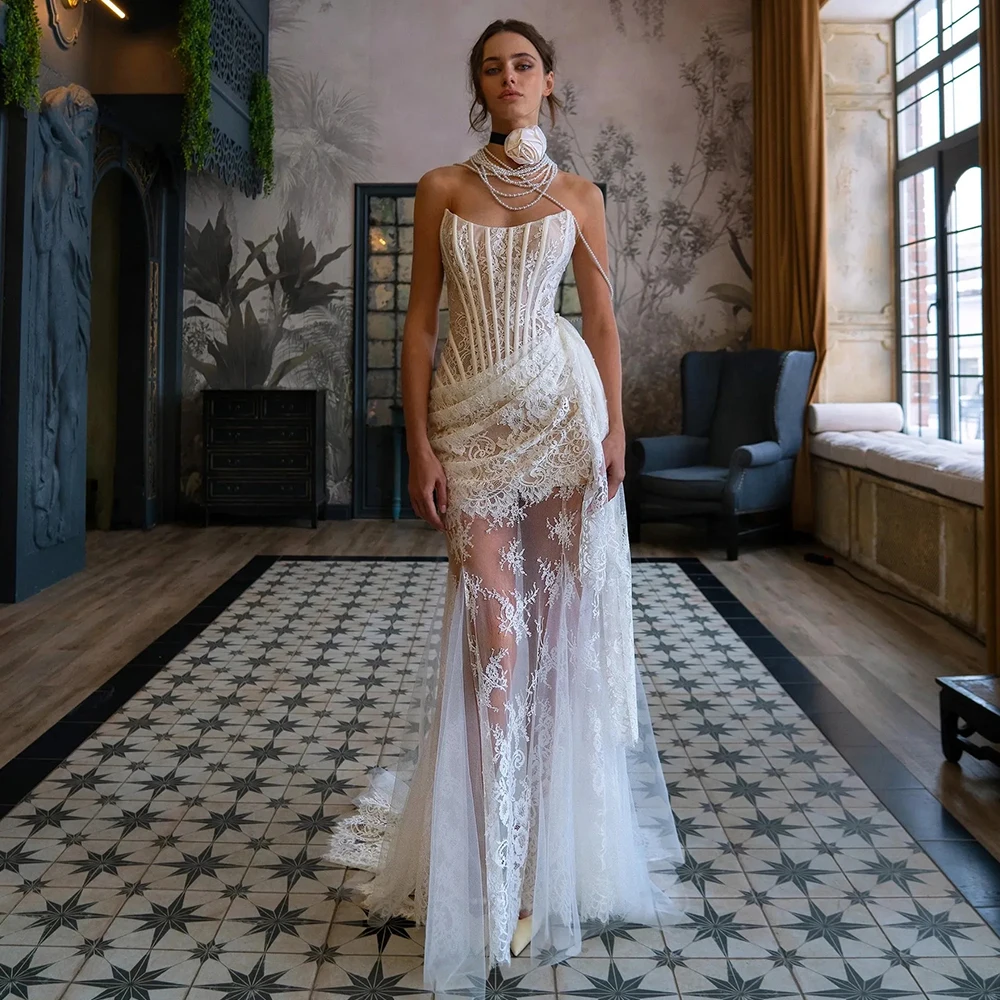 

Women's 2 Piece Skirt Set Lace Floral Off Shoulder Top and Mesh Sheer Maxi Dress Luxury Skirt Outfits for Wedding Cocktail Party