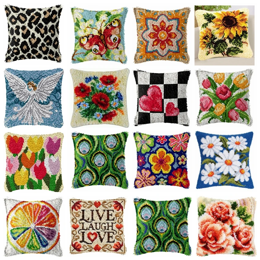 

Набор для вышивания крючком: подушка с цветком датуры, крупная шерсть, ручная вязка, вышивка крестом, новый ретро-квадратный узор, вышивка в технике крючком, вышивка крестом.