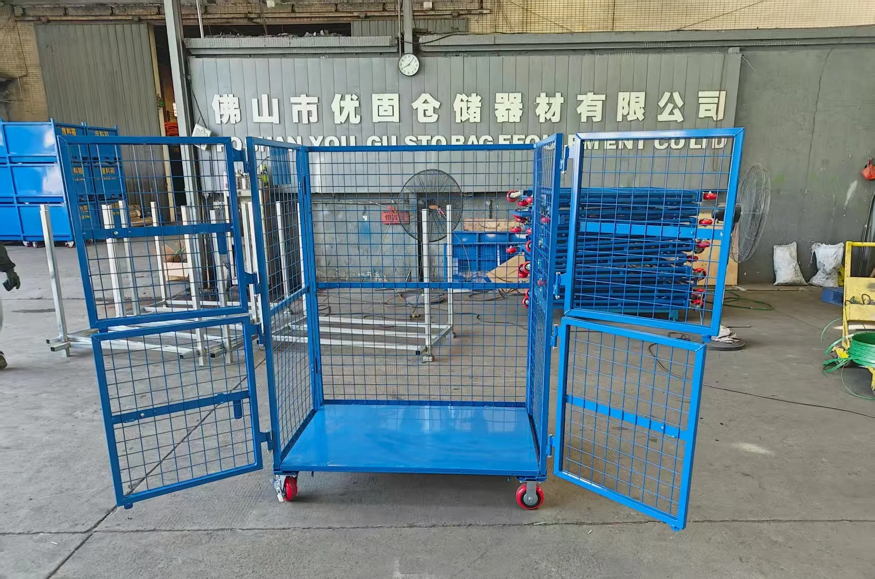 Collapsible 2 Tier Metal Trolley Cage Storage Container With Shelves For Warehouse Warehousing Handling view 2