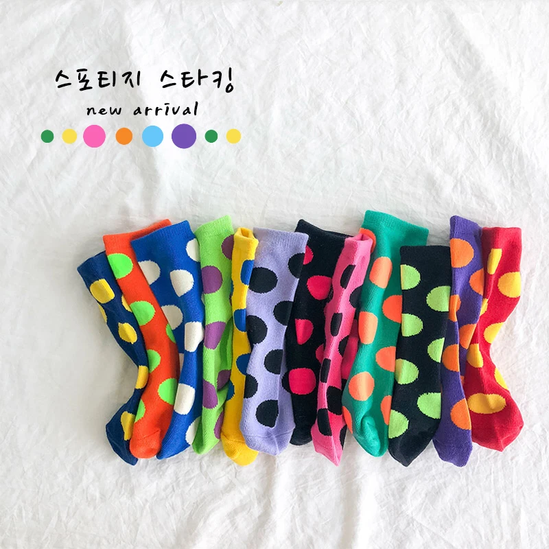 Kids Toddler Candy Colors Dots Socks For Boys GirlsSocks Thicken Children Student Socks