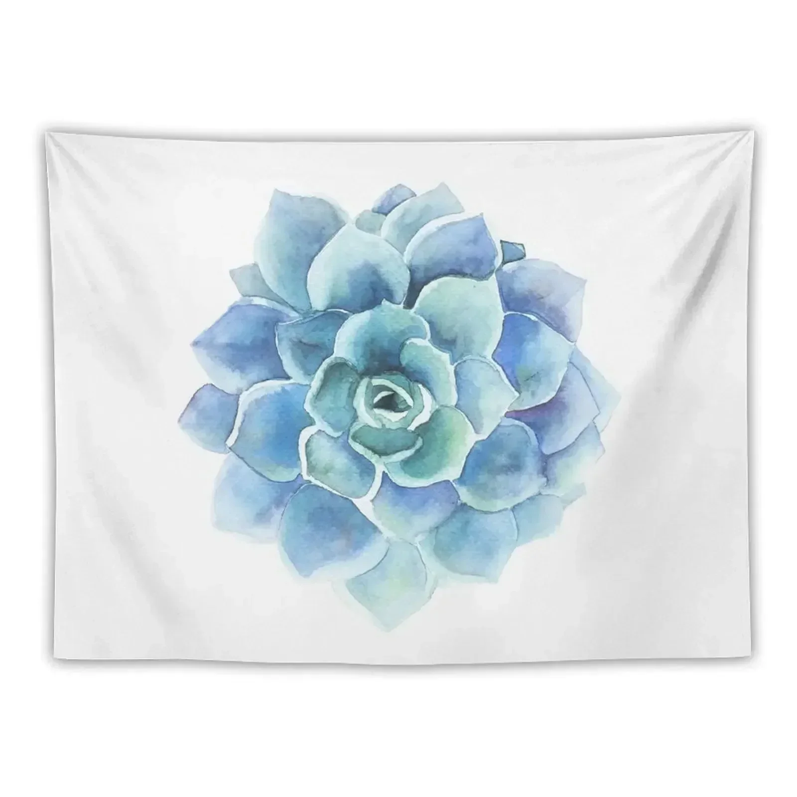 

Watercolor blue tones succulent illustration Tapestry Christmas Decoration Decoration Room Tapestry