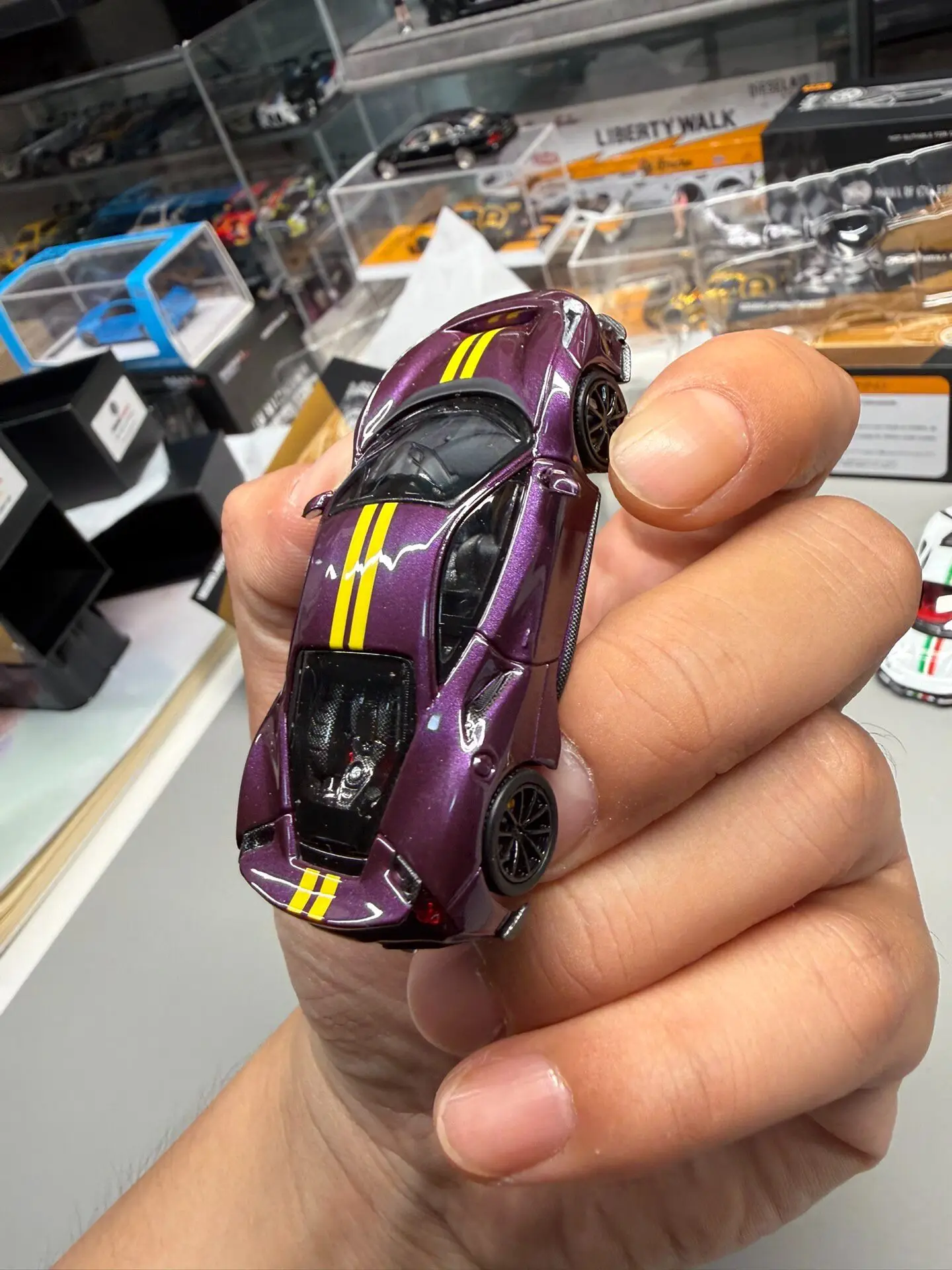 Diecast TOC 1:64 Scale Ferrari 488 Pista Purple Alloy Car Model