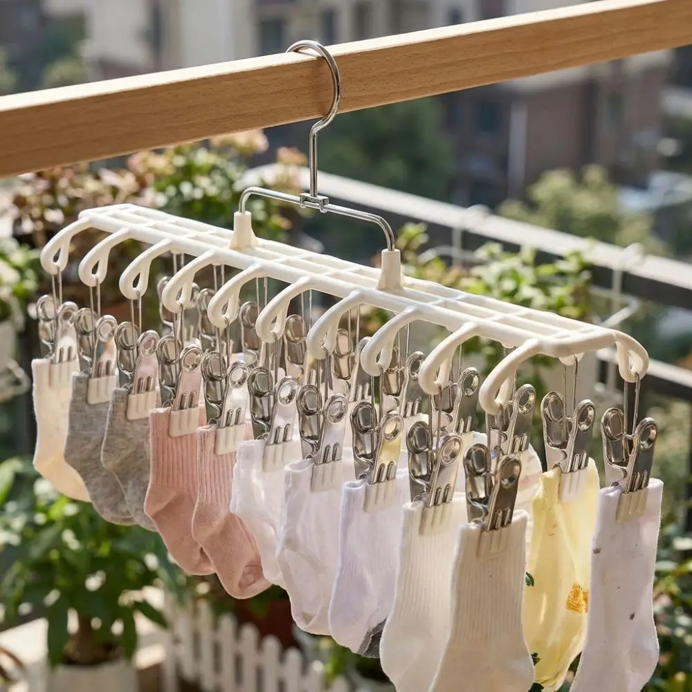20 Clips Drying Clothes Hanger Anti-Slip Non-marking Sock Underwear Rack Windproof Rustproof Trouser Hanging Hook