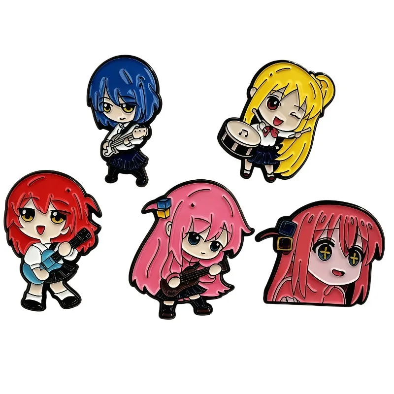 Lonely Rock! Q Edition Anime Animation Band Brooch Badge Metal Cartoon Peripheral Creative Personality Rock Y2k Fashion Toys