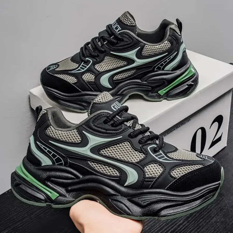 

Модные и универсальные мужские кроссовки для активного отдыха на толстой подошве в стиле High Street, с дышащим верхом и противоскользящей подошвой.