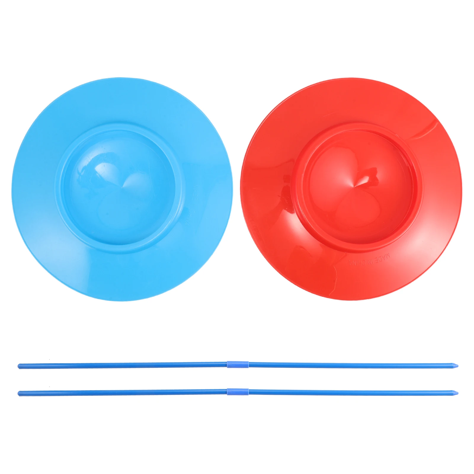 

2Pcs Juggling Props Colorful Clown Plates Trick Circus Toy Disc Catch Game Sticks Plastic Spinning Toys Kids Party Gifts