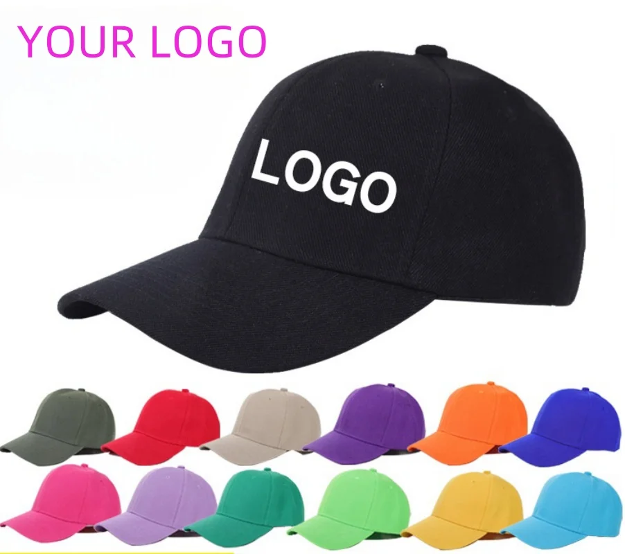 21 color custom logo print men's casual hat adjustable back women's solid baseball sun hat Outdoor travel fashion peaked hat