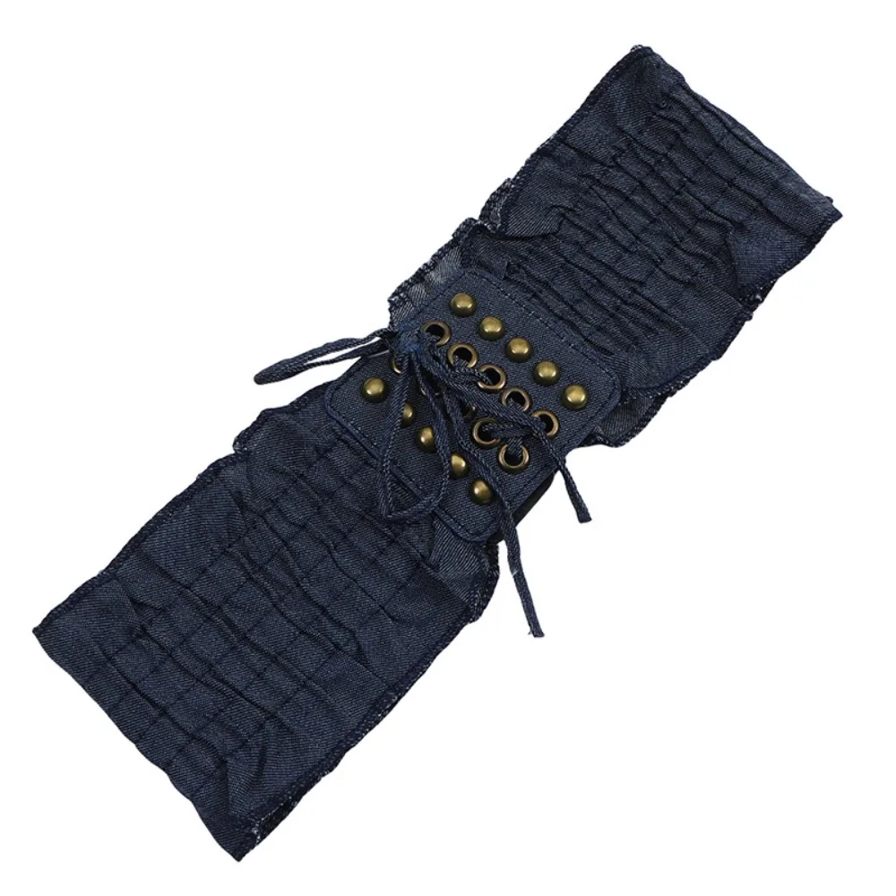 Simple Cloth Denim Stretchy Cummerbunds Lace Dress Girdle Female