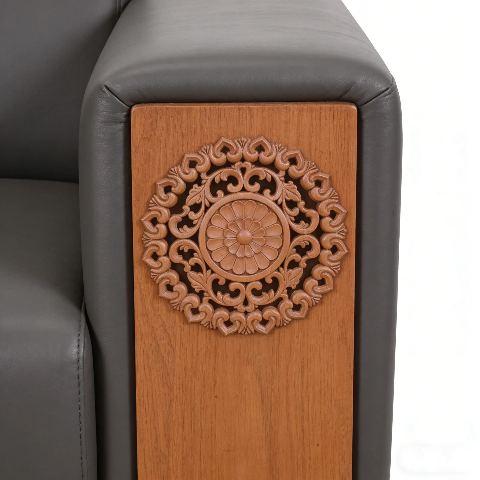 

Round Wood Carving Applique Onlay 30Cm - Unfinished Natural Wood Flower Design for Furniture Refurbish Door Wardrobe Closet Bed