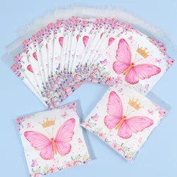 50pcs Butterfly Party Gift Bags Candy Biscuit Packing Bag Butterfly Treat Bag For Kids Girl Birthday Supplies Horse Party Decor