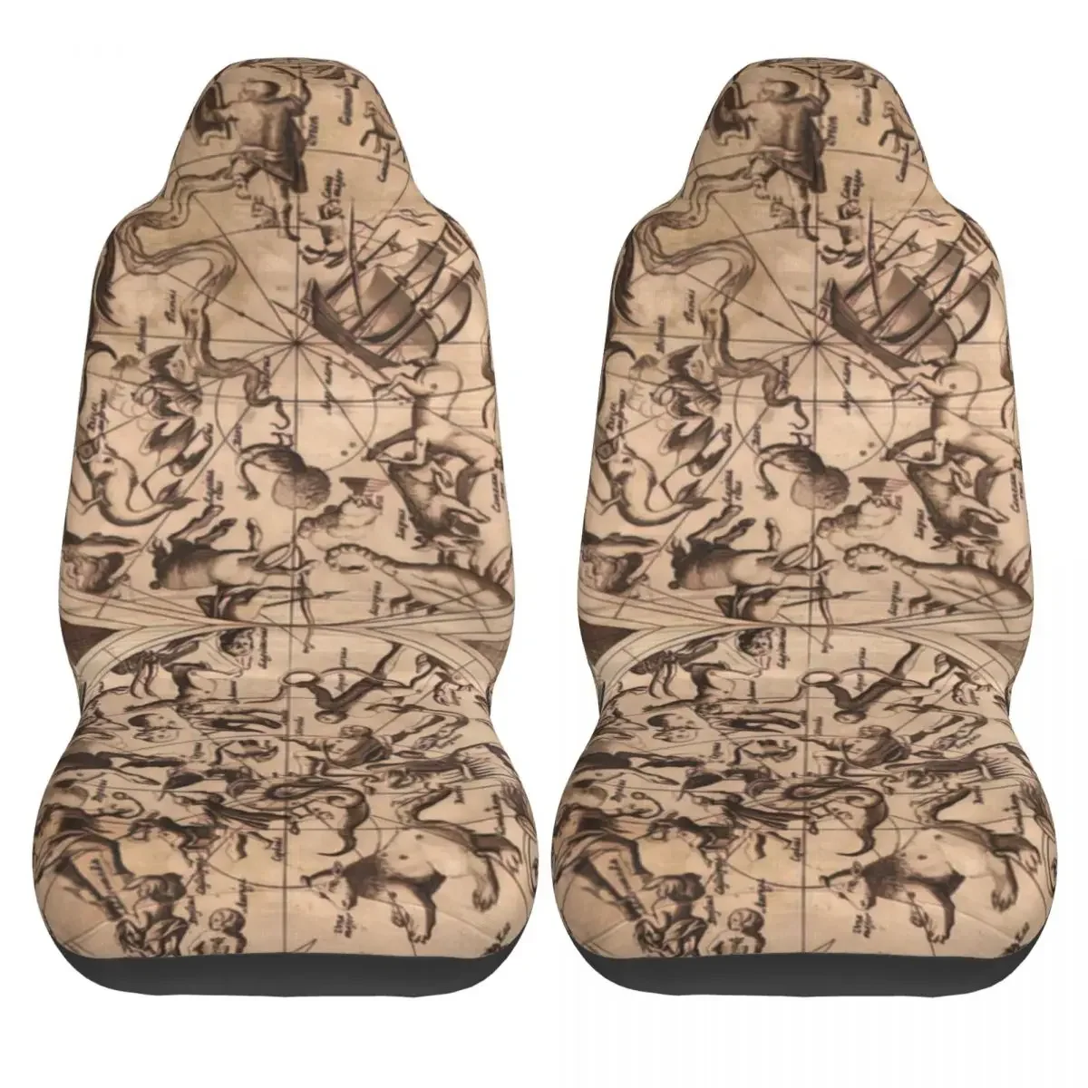 Constellation Map Retro Car Seat Cover Custom Printing Universal Front Protector Accessories Cushion Set