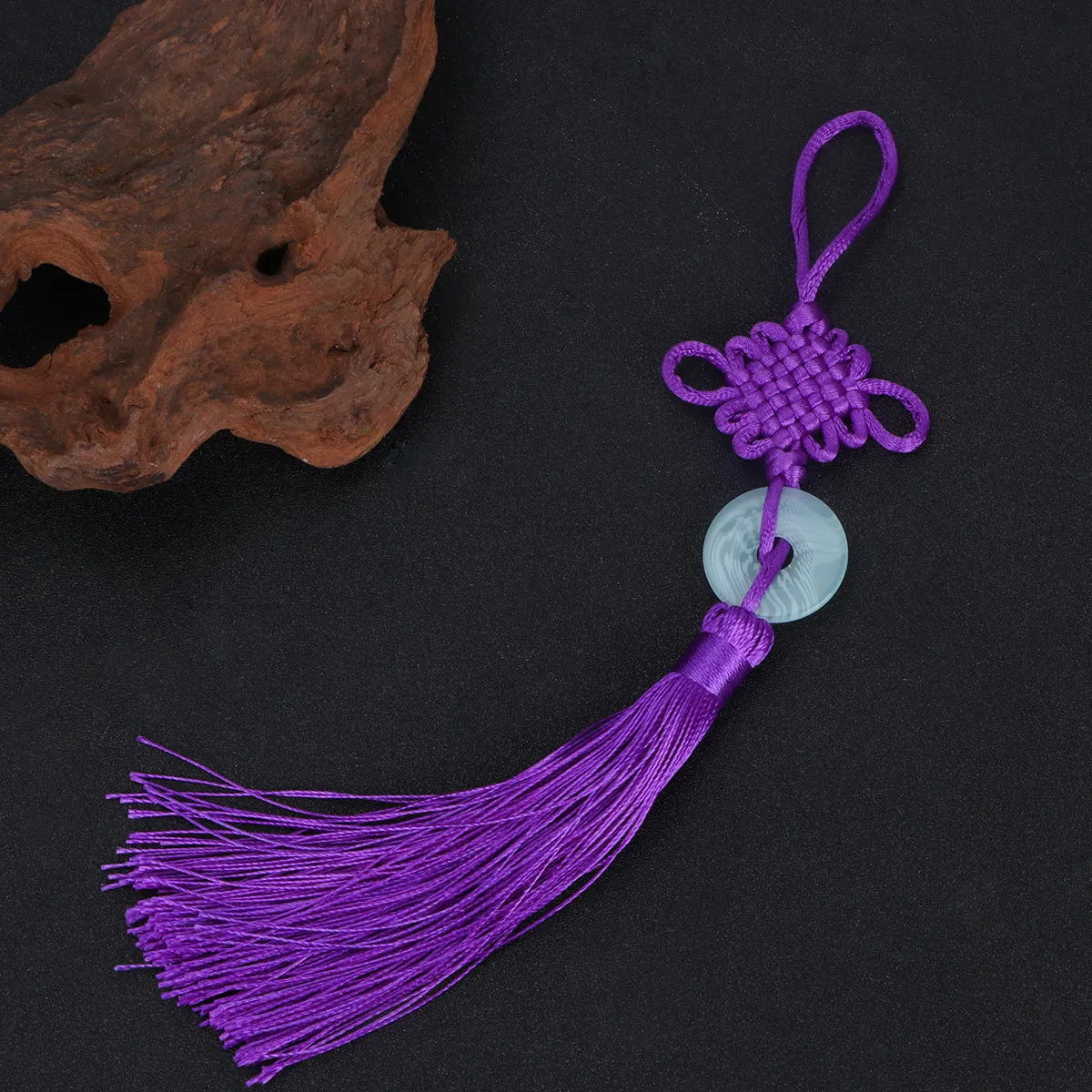 5Pcs Elegant Jade Peace Buckle with Chinese Knot Hanging Car Decor Automotive Interior Ornament Lucky Gift for Family Friends