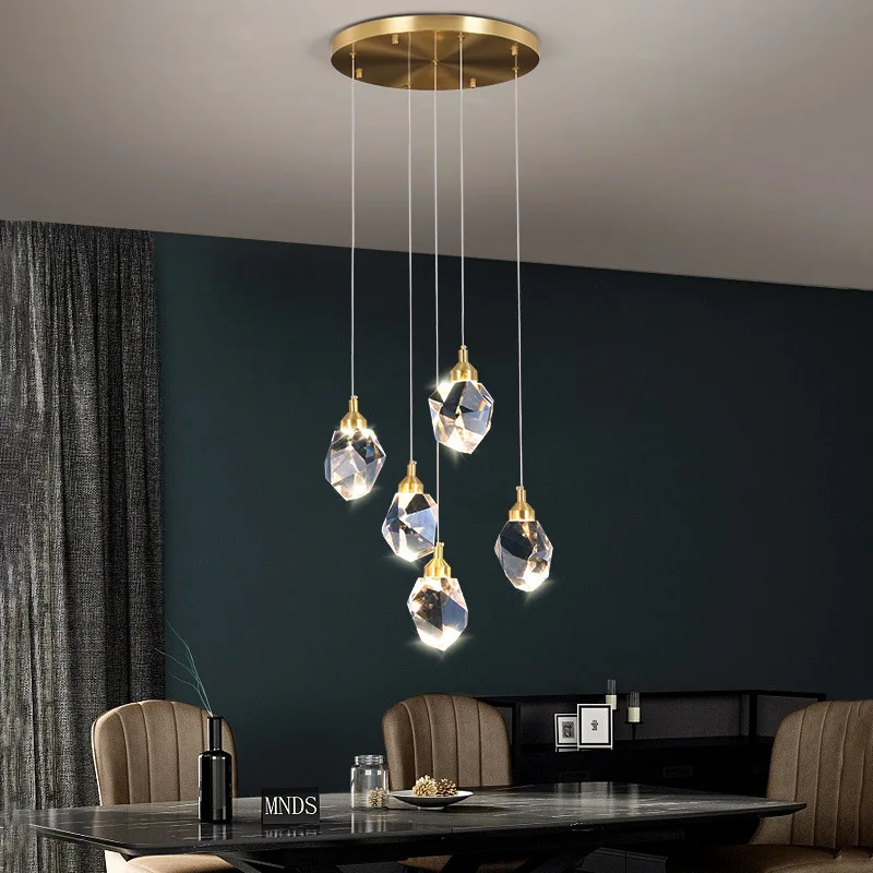 Diamond Crystal Led Ceiling Chandelier Living Dining Room Pendant Light Bedroom Kitchen Home Decor Loft Spiral Hanging Lamps