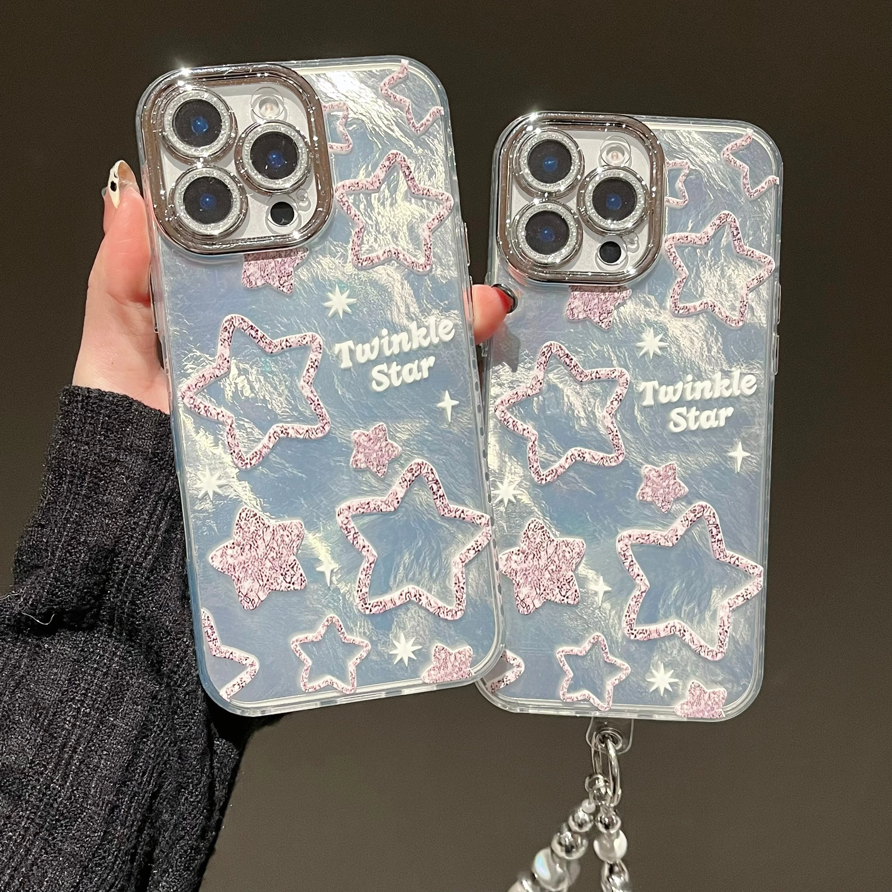 

Sparkling Star Phone Case for iPhone 17 16 15 14Plus 13 12 Pro Max 11 with Lens Film Protective Cover Glitter Case Compatible