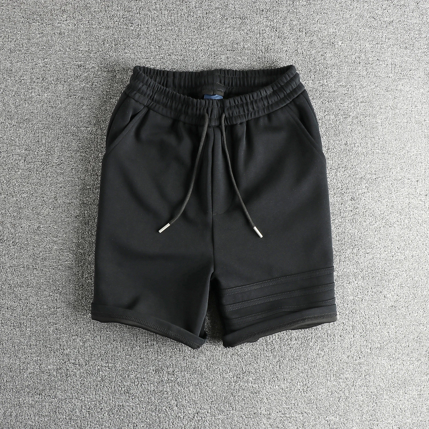 Webbing Striped Splicing Design Casual Shorts Men's Knitted Cool Fabric Loose Straight Versatile Youth Five-point Pants