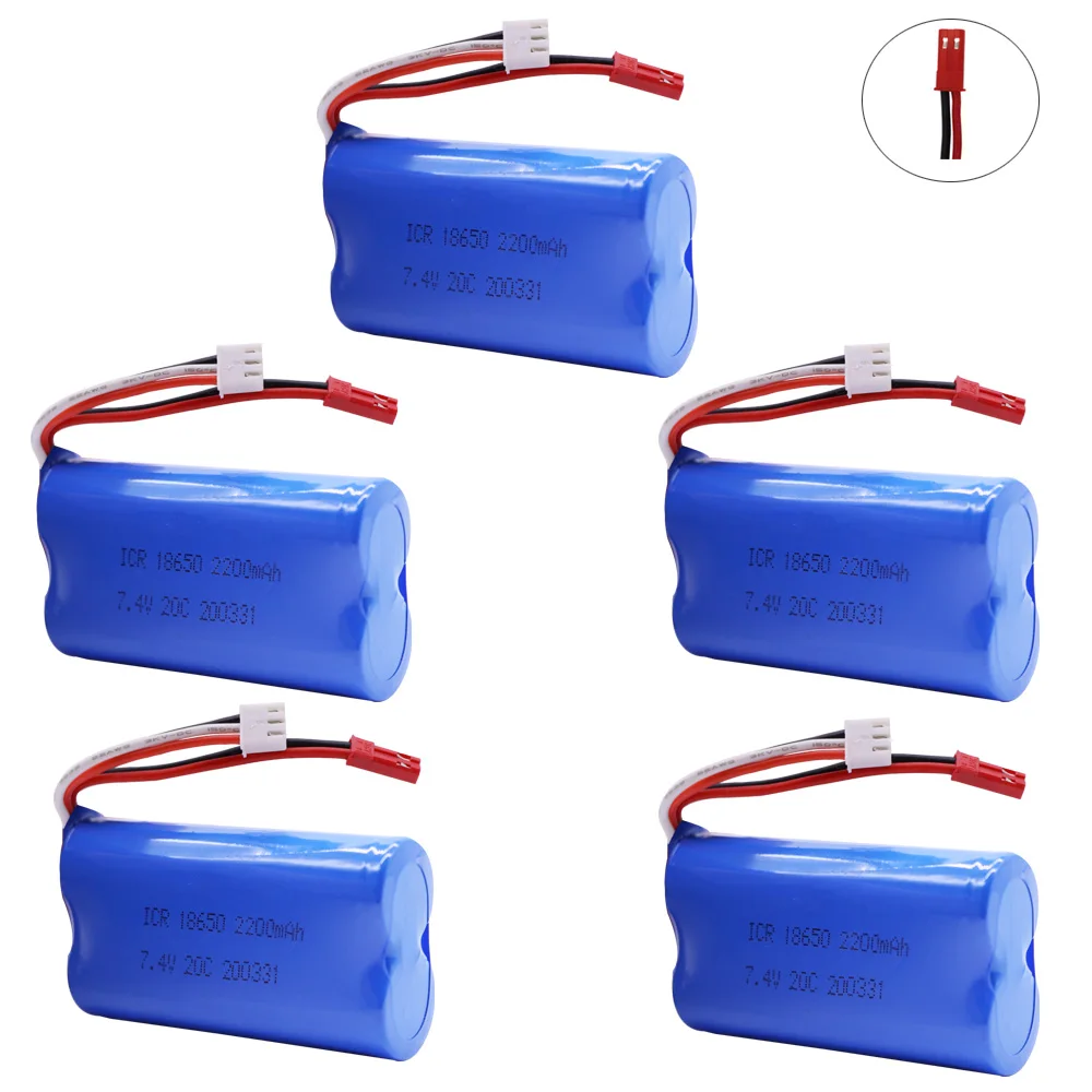 5PCS 7.4V 2200mAH Li-po Batery JST Plug 18650 for remote control helicopter toy spare parts 7.4V Lipo battery  Battery wholesale