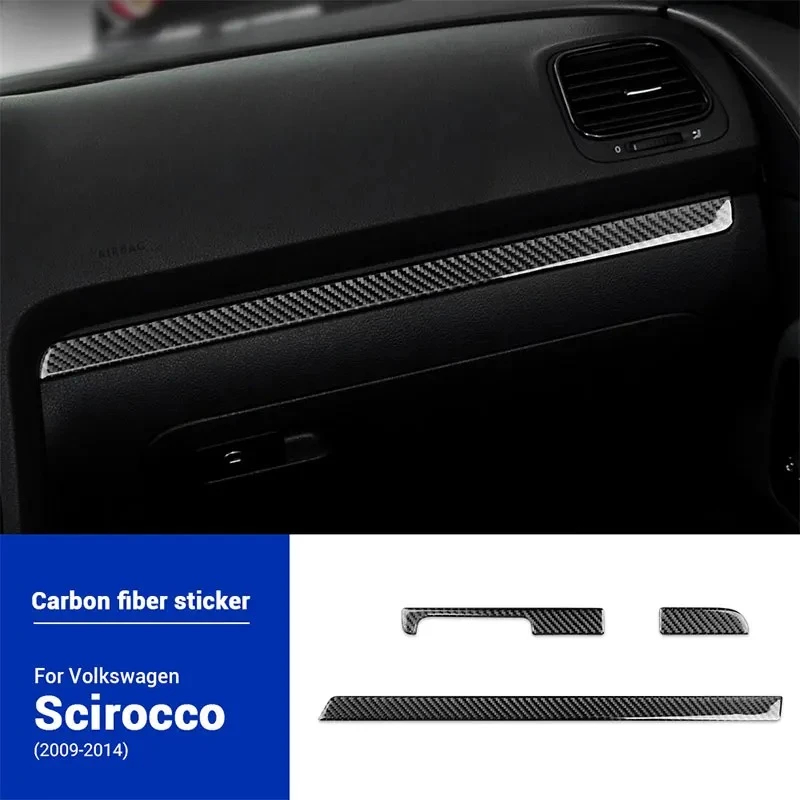 Real Soft Carbon Fiber for Volkswagen Scirocco 2009 2010 2011 2012 2013 2014 LHD RHD Car Center Co-pilot Glove Box Sticker