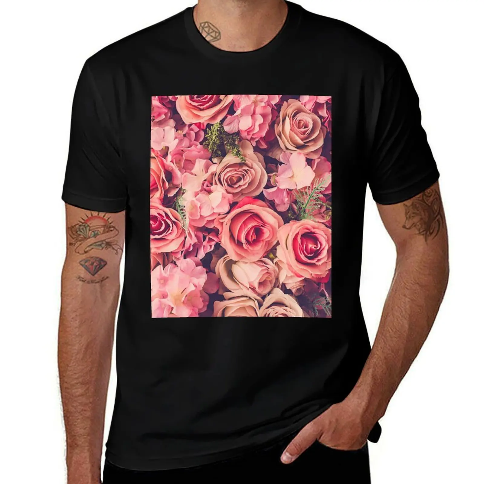 ROSES T-Shirt Casual Holiday Short Sleeve Tee T-Shirt