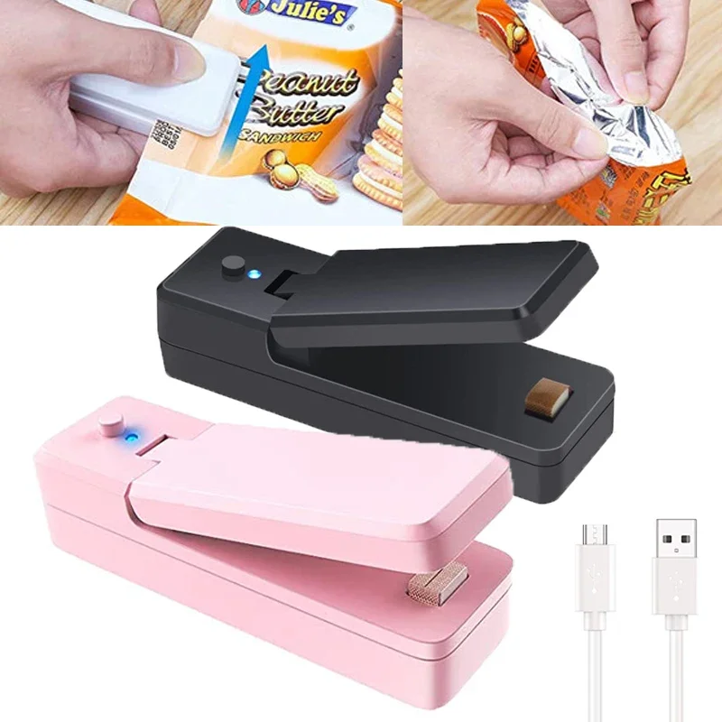 

USB 2 IN 1 Food Packaging Sealer Mini Heat Sealer with Cutter Portable Sealers for Food Storage Fresh-keeping Kitchen Tools