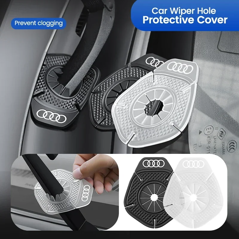 Car Windshield Wiper Hole Protective Cover Wiper Dustproof Protection Bottom For Audi Sline QUATTRO RS A3 A4 B8 8P 8V B6 A5 A6