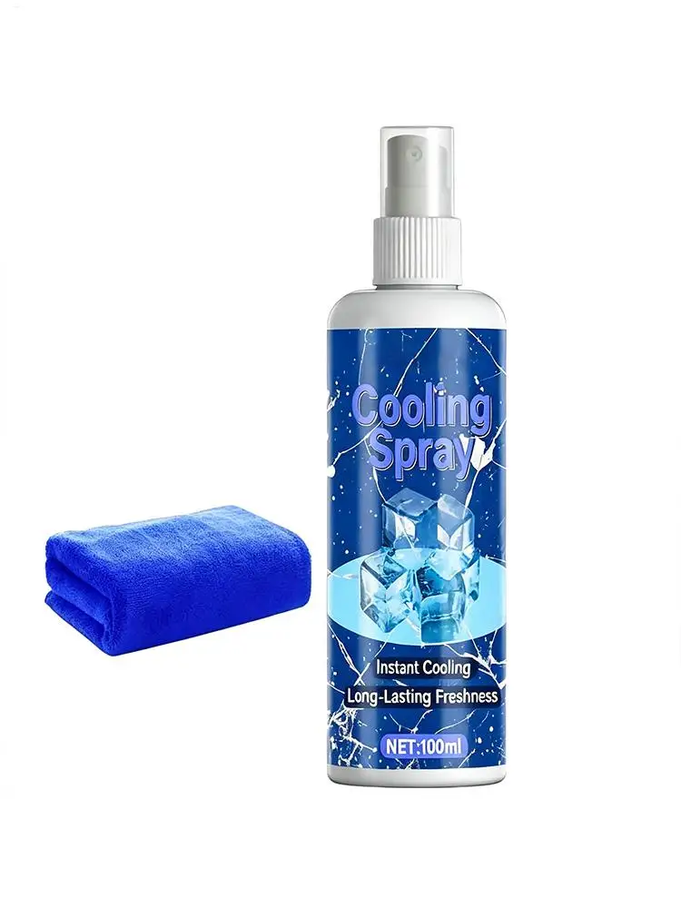 Summer Cooling Spray 100ml Outdoor Body Cooling Mist Car Seat Quick Cooling Agent Refreshing Ice Feeling For Hot Weather