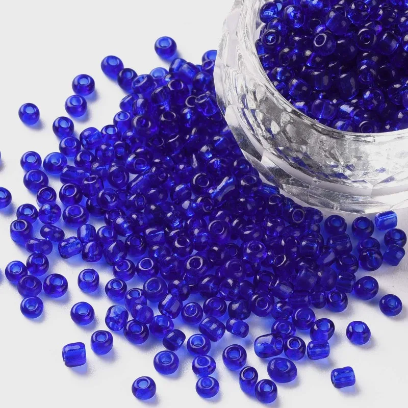 10000 Perlen/Pfund Glas Rocailles transparent rund blau 8/0 3mm Loch: 1mm