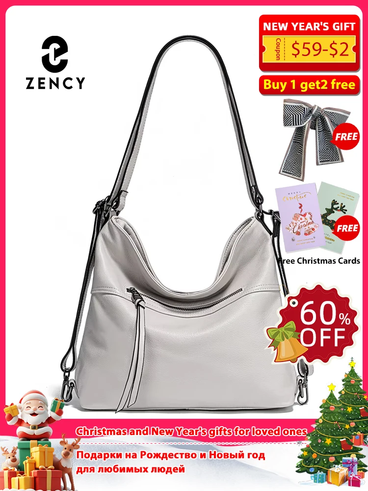 

Zency Fashion Women Shoulder Bag 100% Genuine Leather Large Capacity Designer Handbag Hobo Bag Backpacks Transformer Bag Satchel