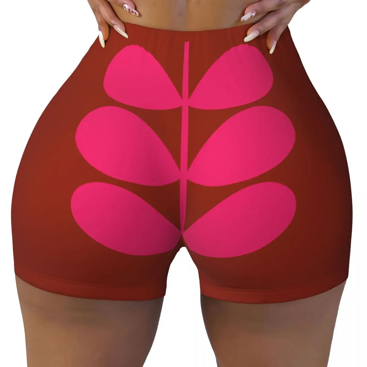 

Пользовательские однотонные шорты Stem Cerise Bold Fuchsia Biker для бега, спортивные шорты для женщин Orla Kiely, спортивные шорты для йоги