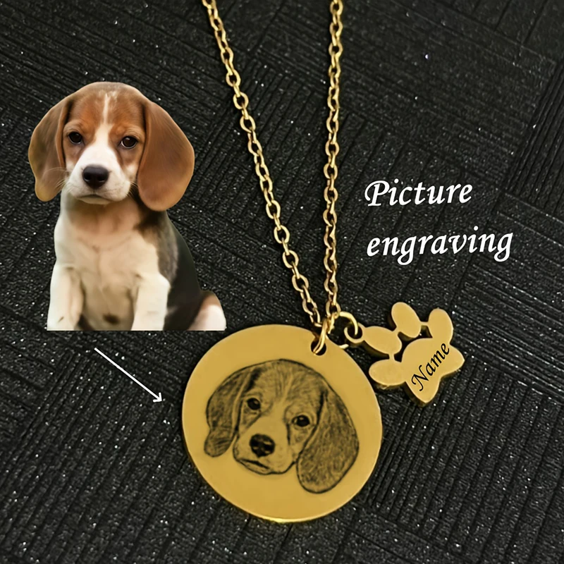 Customizable Pet Tag Photo Necklace With Disc & Claws Personalized Engraving Pet Portraits And Name Durable Pet Tag Custom Gift