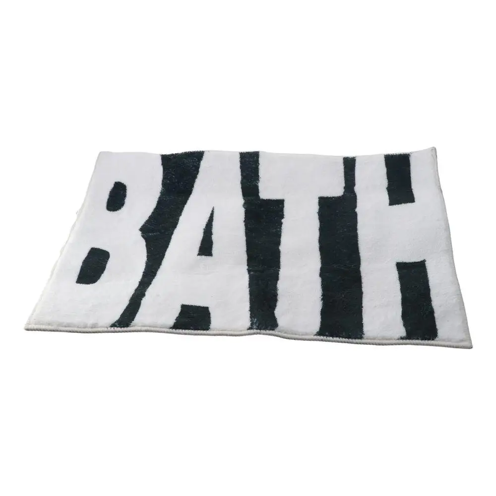 

Декор для ванной комнаты, белый и черный коврик для ванной комнаты, 16 x 24 дюйма, мягкий коврик из микрофибры, впитывающий коврик для душа