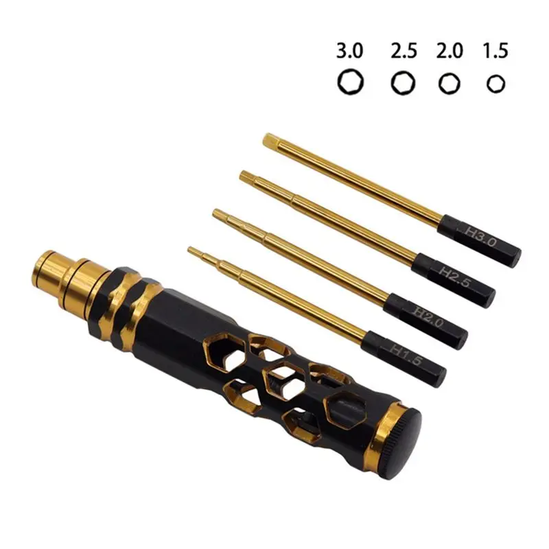 ABJN-Hexagonal Head Screwdriver Hexagonal Screwdriver Tool Set For Rc Car Crawler Helicopter 1.5 2.0 2.5 3.0Mm Durable Black+Sil