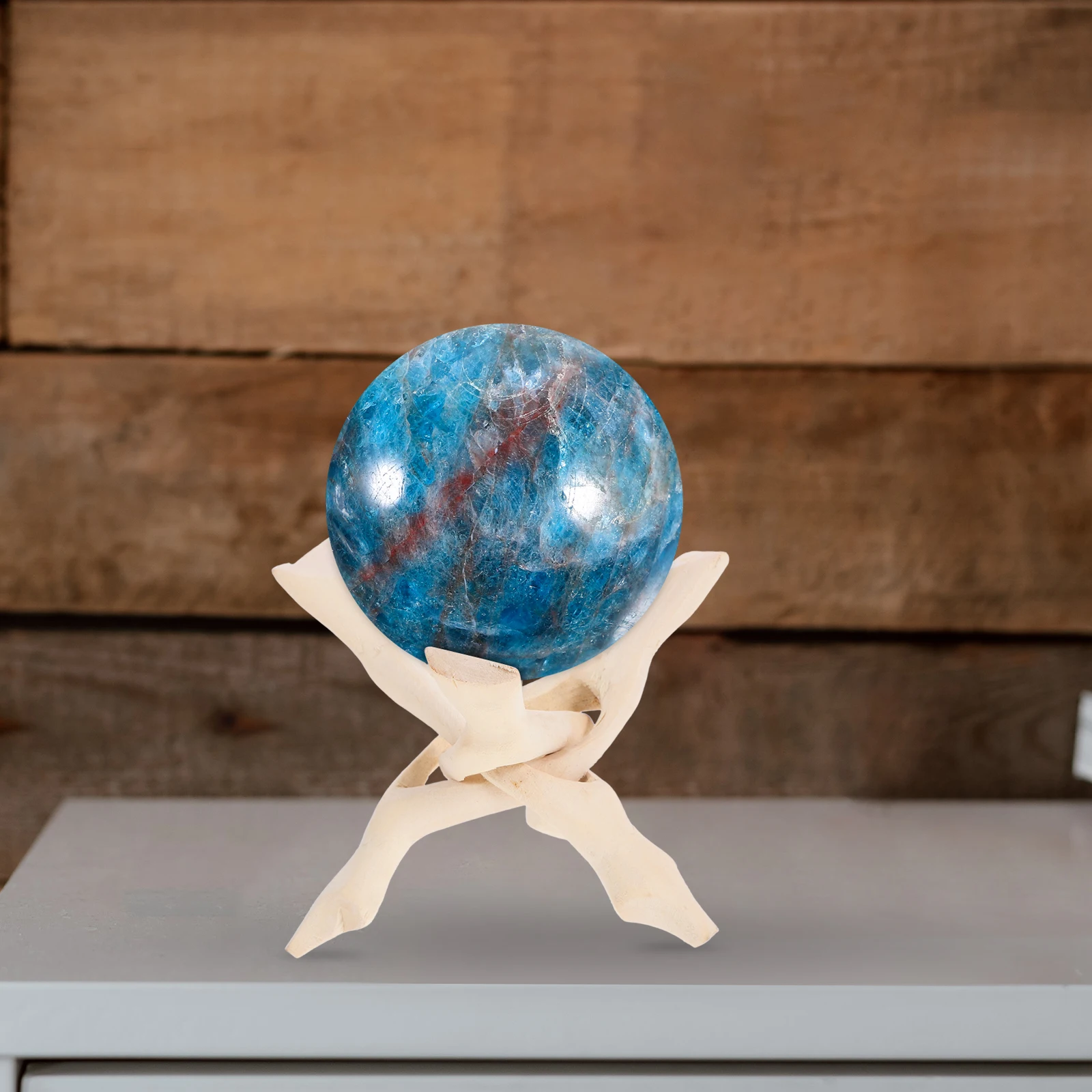 

Unique Structure Wooden Tripod Stand Incense Holder Support Crystal Ball Display Rack Abalone Shell Holder Home Decor