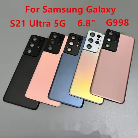 S21Ultra Housing For Samsung Galaxy S21 Ultra 5G G998 6.8" Glass Battery Back Cover Repair Replace Door Rear Case + Camera Lens