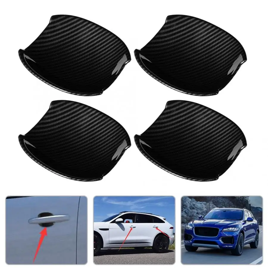 Car Carbon Fiber Style Door Exterior Bowl Ornament Accessories Fit for Jaguar f-pace F Pace X76 2016