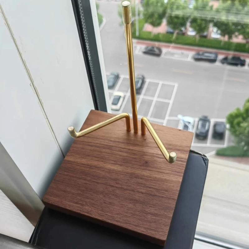 Walnut CD Player Stand Solid Wood Display Shelf for Audio System Vintage Record Holder Minimalist Media Console for Turntable