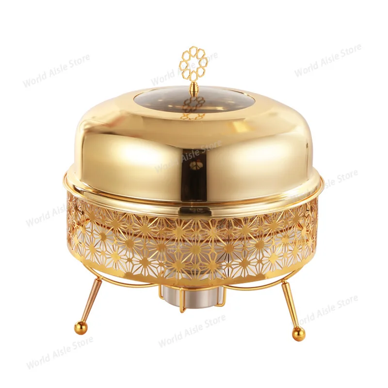 8L Gold luxury buffet stove hotel restaurant alcohol heating furnace Food-grade stainless steel Easy to use