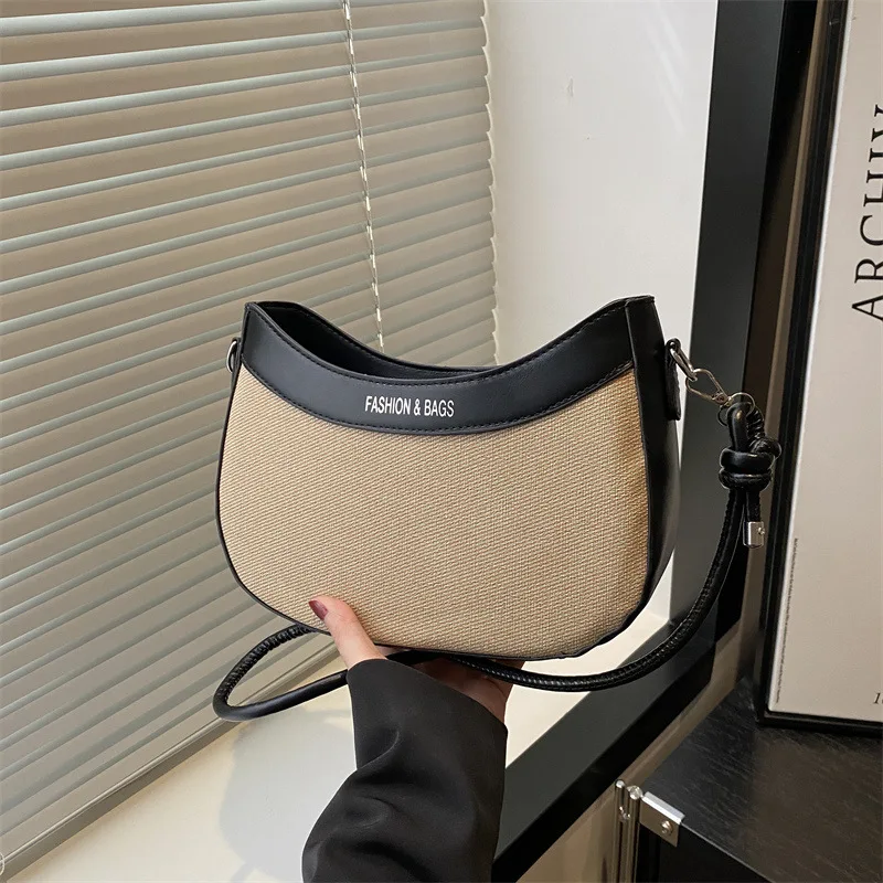 

2025 Trendy Crossbody Bag for Women Stylish Color-Block Shoulder Purse Casual Mini Underarm Bag Fashionable Small Handbag