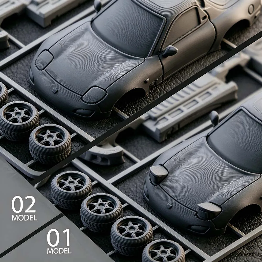 Unmontiertes Sportwagen-Modellbausatz DIY Montage-Rennwagen Graues Modellspielzeug für Hobby-Sammlung Geschenk für Freunde Desktop-Dekoration